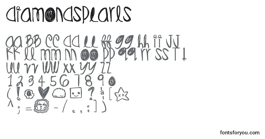 Schriftart Diamondspearls – Alphabet, Zahlen, spezielle Symbole