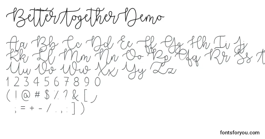 BetterTogetherDemo Font – alphabet, numbers, special characters