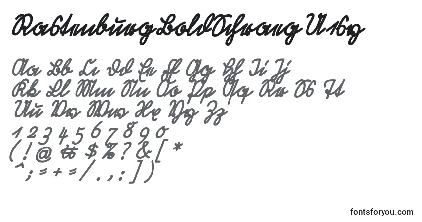 Czcionka RastenburgBoldSchraegU1sy – alfabet, cyfry, specjalne znaki