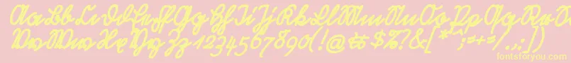 RastenburgBoldSchraegU1sy-Schriftart – Gelbe Schriften auf rosa Hintergrund