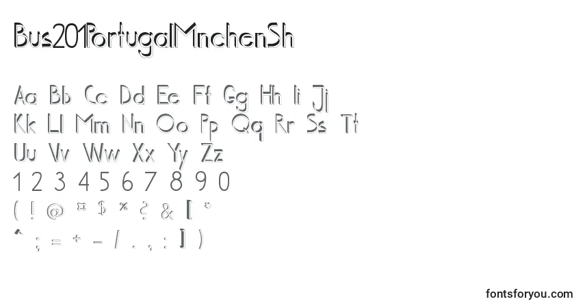 A fonte Bus201PortugalMnchenSh – alfabeto, números, caracteres especiais