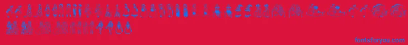 KinderVignetten Font – Blue Fonts on Red Background