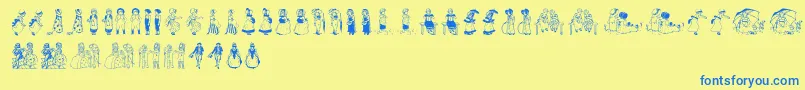 KinderVignetten Font – Blue Fonts on Yellow Background