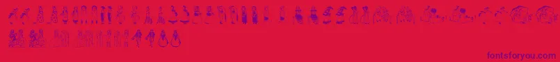 KinderVignetten-Schriftart – Violette Schriften auf rotem Hintergrund