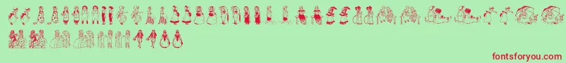 KinderVignetten Font – Red Fonts on Green Background