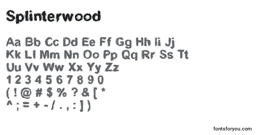 A fonte Splinterwood – alfabeto, números, caracteres especiais
