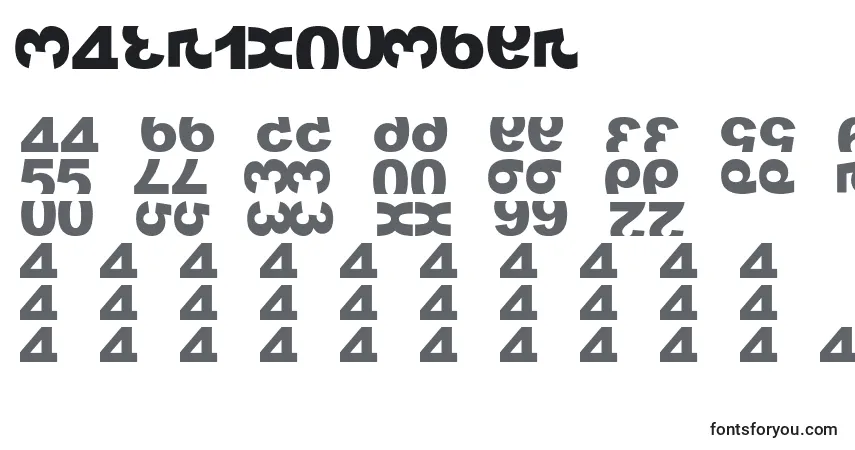 Schriftart MatrixNumber – Alphabet, Zahlen, spezielle Symbole