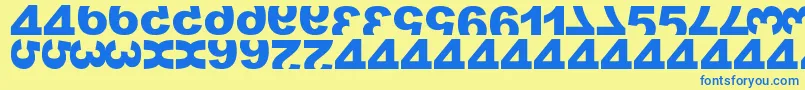 フォントMatrixNumber – 青い文字が黄色の背景にあります。