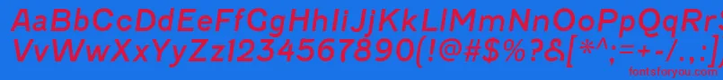 フォントFenwickrgItalic – 赤い文字の青い背景