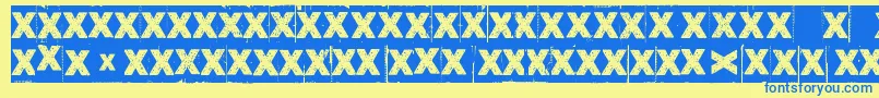 CornerDarkJustX Font – Blue Fonts on Yellow Background