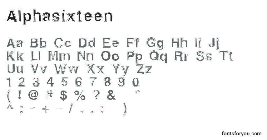 A fonte Alphasixteen – alfabeto, números, caracteres especiais