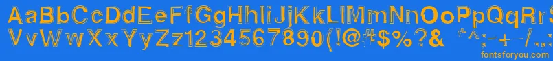 Alphasixteen Font – Orange Fonts on Blue Background