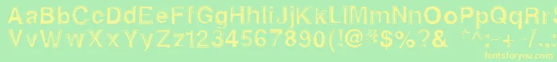 Alphasixteen-fontti – keltaiset fontit vihreällä taustalla