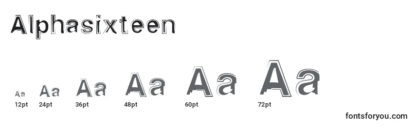 Größen der Schriftart Alphasixteen