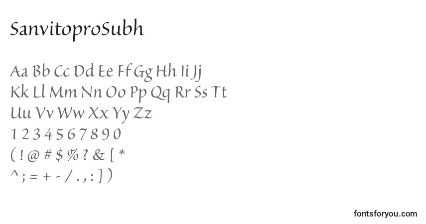 Fuente SanvitoproSubh - alfabeto, números, caracteres especiales