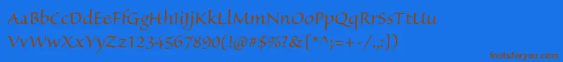 SanvitoproSubh-Schriftart – Braune Schriften auf blauem Hintergrund
