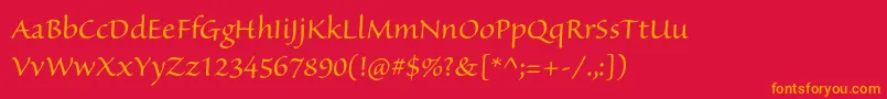 SanvitoproSubh Font – Orange Fonts on Red Background