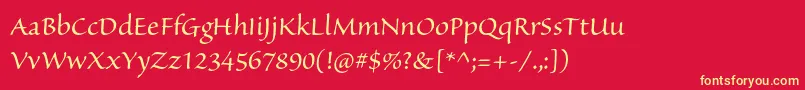 SanvitoproSubh Font – Yellow Fonts on Red Background