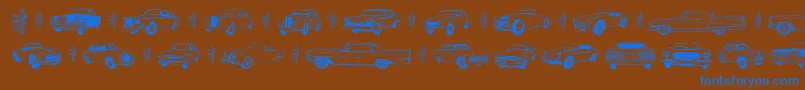 Weitere Informationen zur Old Car-Schriftart Old Car-Schriftart – Blaue Schriften auf braunem Hintergrund