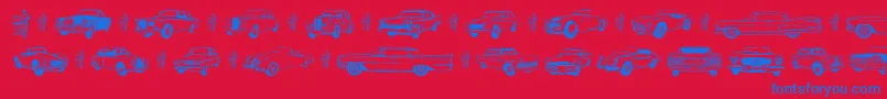 Old Car Font – Blue Fonts on Red Background