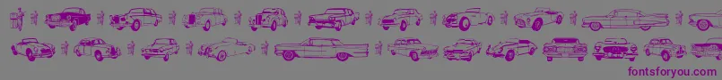 フォントOld Car – 紫色のフォント、灰色の背景