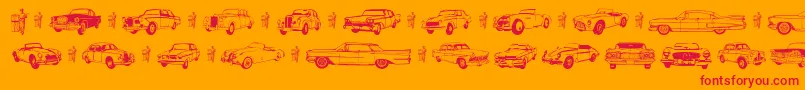 Old Car Font – Red Fonts on Orange Background