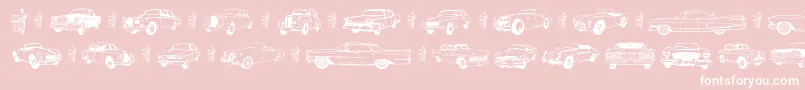 Old Car-Schriftart – Weiße Schriften auf rosa Hintergrund