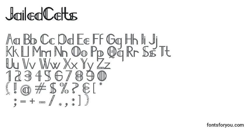 Schriftart JailedCelts – Alphabet, Zahlen, spezielle Symbole