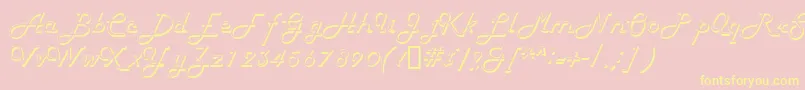 HarlondbNormal-Schriftart – Gelbe Schriften auf rosa Hintergrund