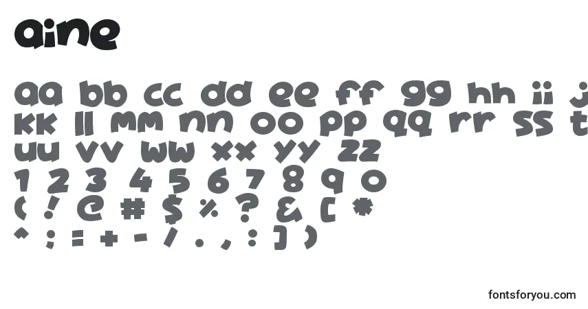 Czcionka Aine – alfabet, cyfry, specjalne znaki
