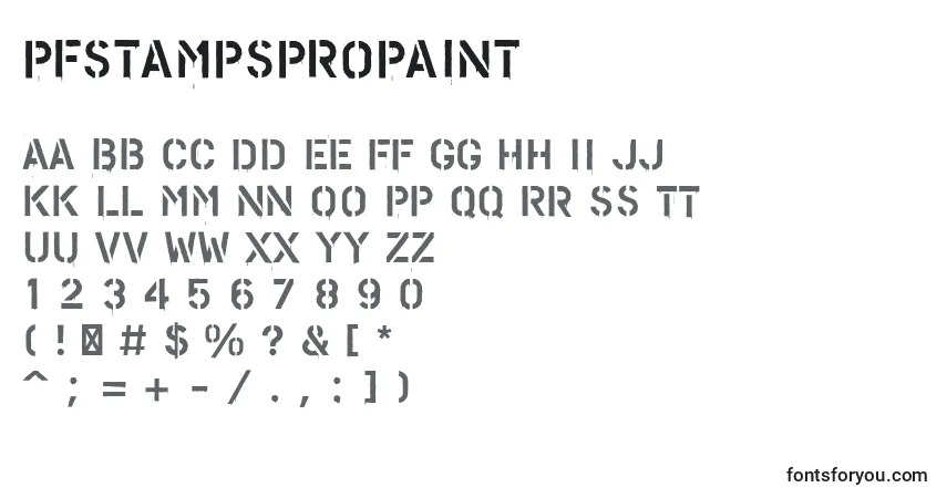 Schriftart PfstampsproPaint – Alphabet, Zahlen, spezielle Symbole