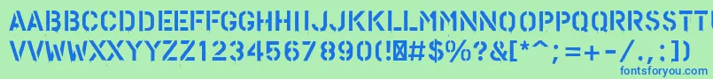 Шрифт PfstampsproPaint – синие шрифты на зелёном фоне