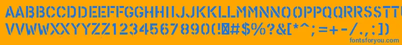 PfstampsproPaint-fontti – siniset fontit oranssilla taustalla