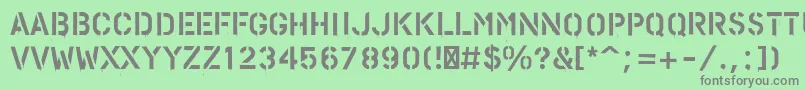 PfstampsproPaint-fontti – harmaat kirjasimet vihreällä taustalla