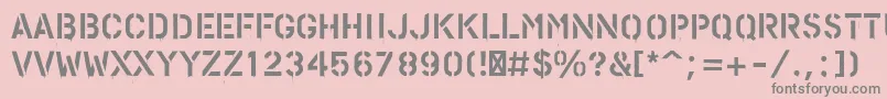 PfstampsproPaint-fontti – harmaat kirjasimet vaaleanpunaisella taustalla