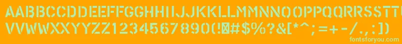 PfstampsproPaint-Schriftart – Grüne Schriften auf orangefarbenem Hintergrund