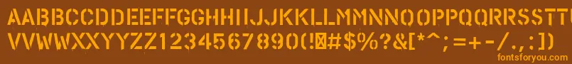 PfstampsproPaint-fontti – oranssit fontit ruskealla taustalla