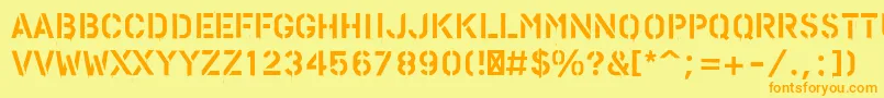 PfstampsproPaint-Schriftart – Orangefarbene Schriften auf gelbem Hintergrund