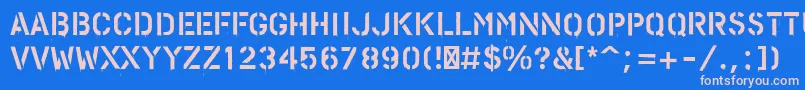 フォントPfstampsproPaint – ピンクの文字、青い背景