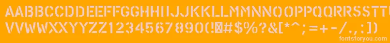 PfstampsproPaint-fontti – vaaleanpunaiset fontit oranssilla taustalla