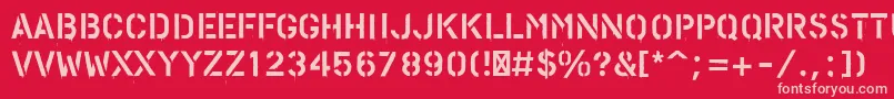 PfstampsproPaint-fontti – vaaleanpunaiset fontit punaisella taustalla
