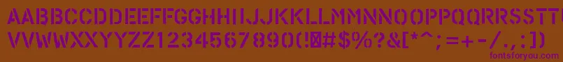Czcionka PfstampsproPaint – fioletowe czcionki na brązowym tle