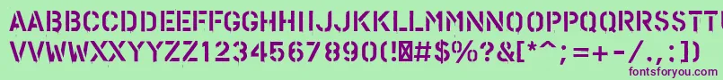 フォントPfstampsproPaint – 緑の背景に紫のフォント