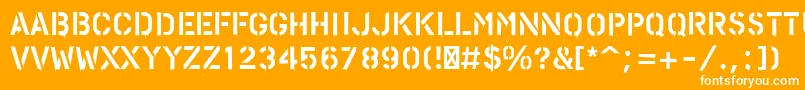PfstampsproPaint-fontti – valkoiset fontit oranssilla taustalla