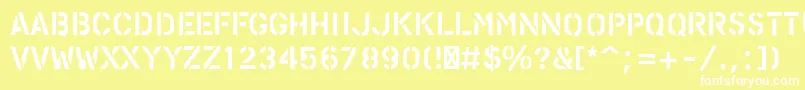 Шрифт PfstampsproPaint – белые шрифты на жёлтом фоне