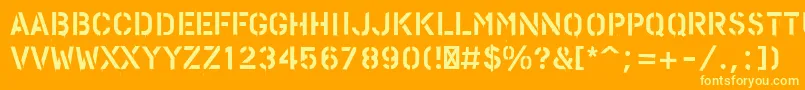 Czcionka PfstampsproPaint – żółte czcionki na pomarańczowym tle