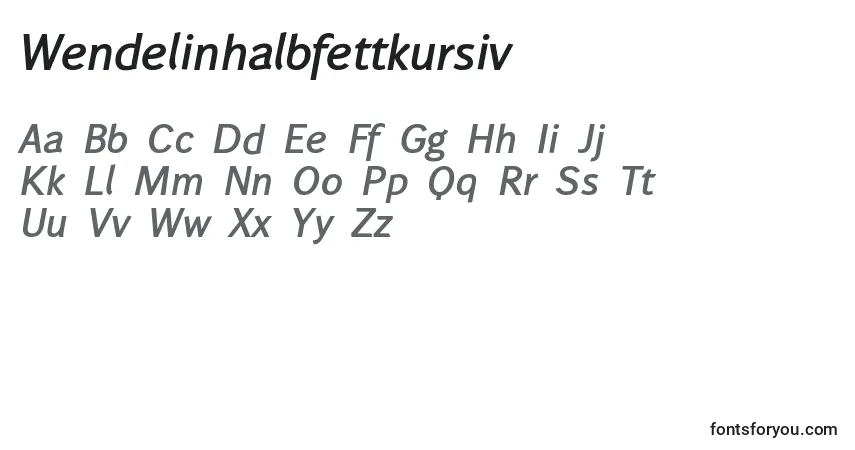 A fonte Wendelinhalbfettkursiv – alfabeto, números, caracteres especiais