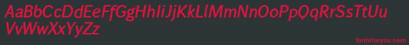 フォントWendelinhalbfettkursiv – 黒い背景に赤い文字