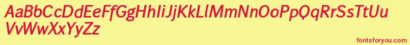 Wendelinhalbfettkursiv Font – Red Fonts on Yellow Background