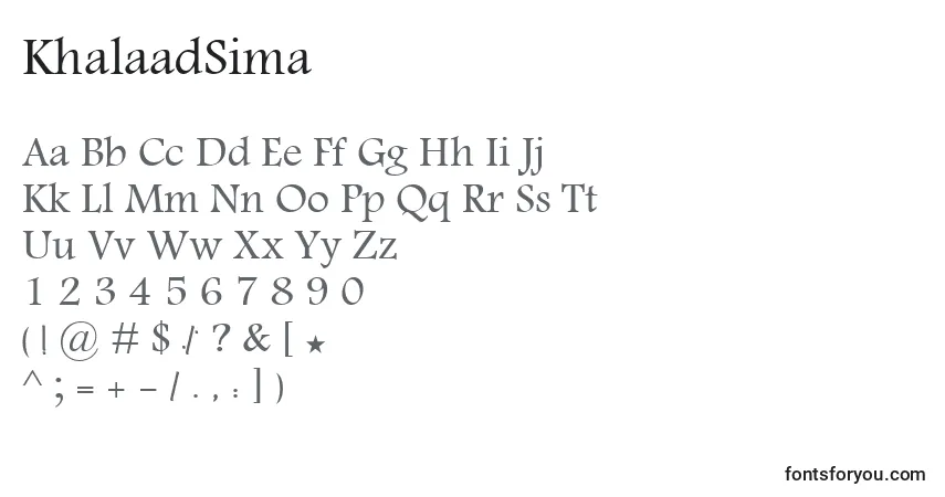 A fonte KhalaadSima – alfabeto, números, caracteres especiais